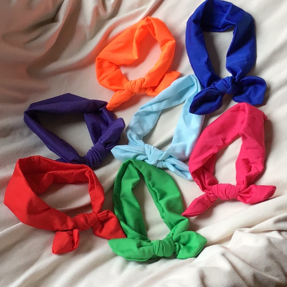 Stretch headbands with removable bow. NWOT